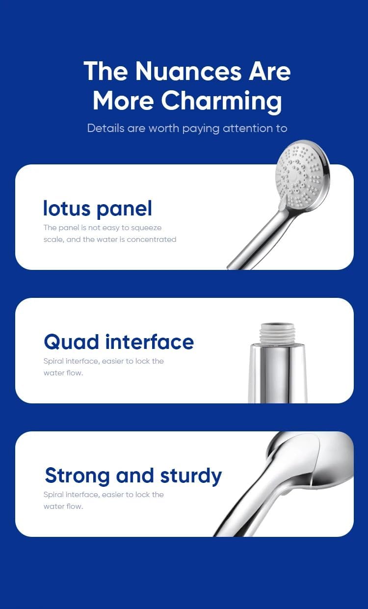 HandHeld Shower Head , 3 Functional settings , Chromium